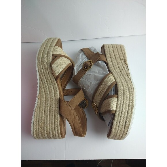 Sam & Libby Women's Corrinne Wedge Sandal, US 8 natural toffee strap criss cros - Picture 10 of 12